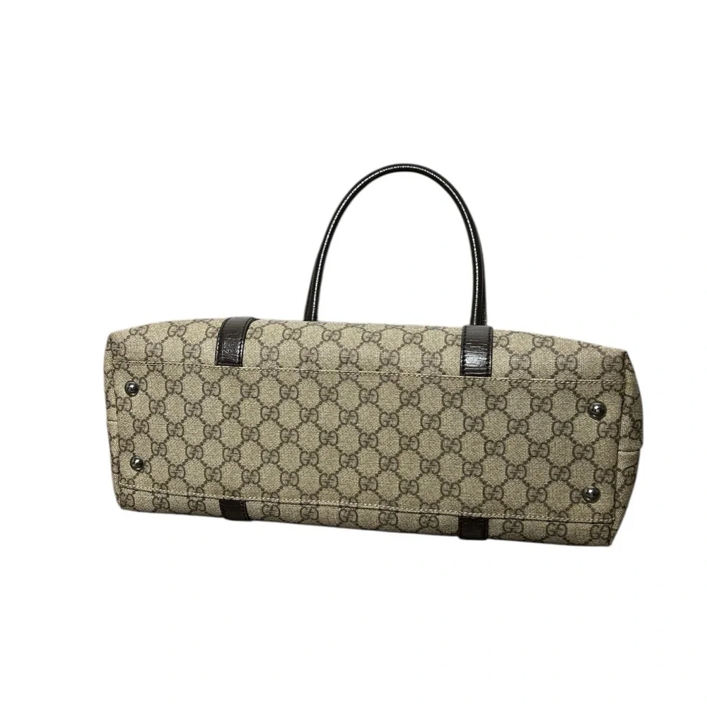 Gucci GG Supreme Canvas Tote Brown Monogram Shoulder Bag Top Handles - Picture 5 of 8